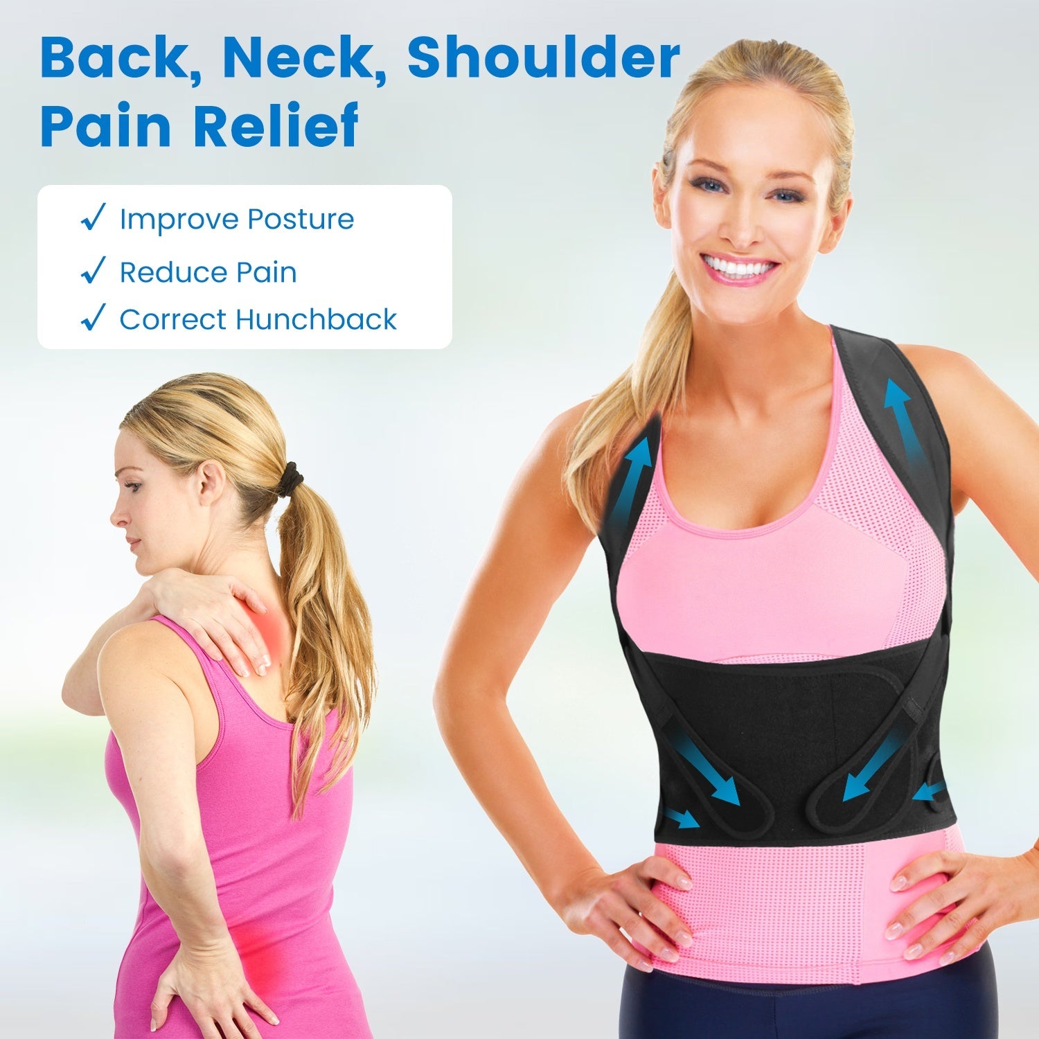 Adjustable Posture Corrector for Women & Men – Back Brace for Pain Relief & Spine Support