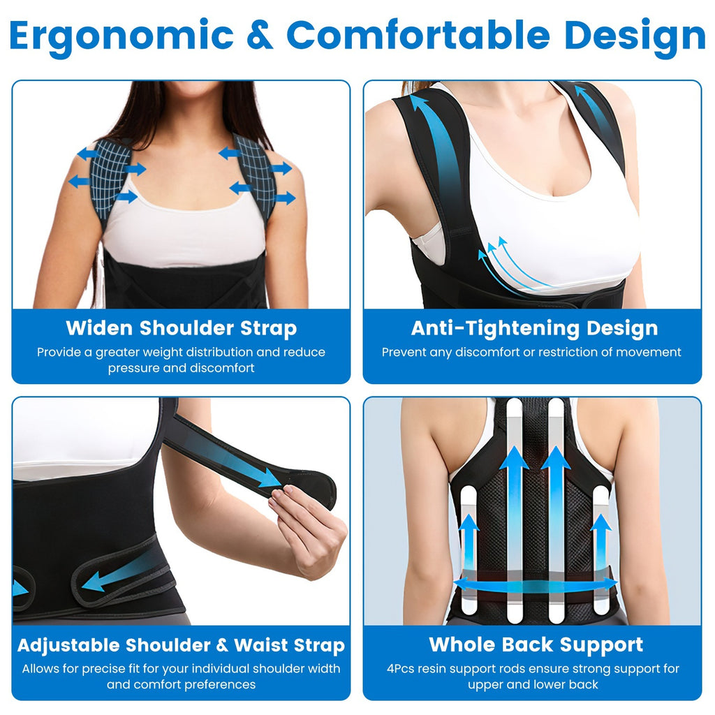 Adjustable Posture Corrector for Women & Men – Back Brace for Pain Relief & Spine Support